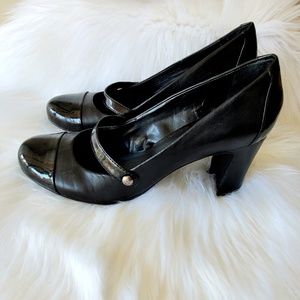 FRANCO SARTO  patent Vintage mary jane block heel